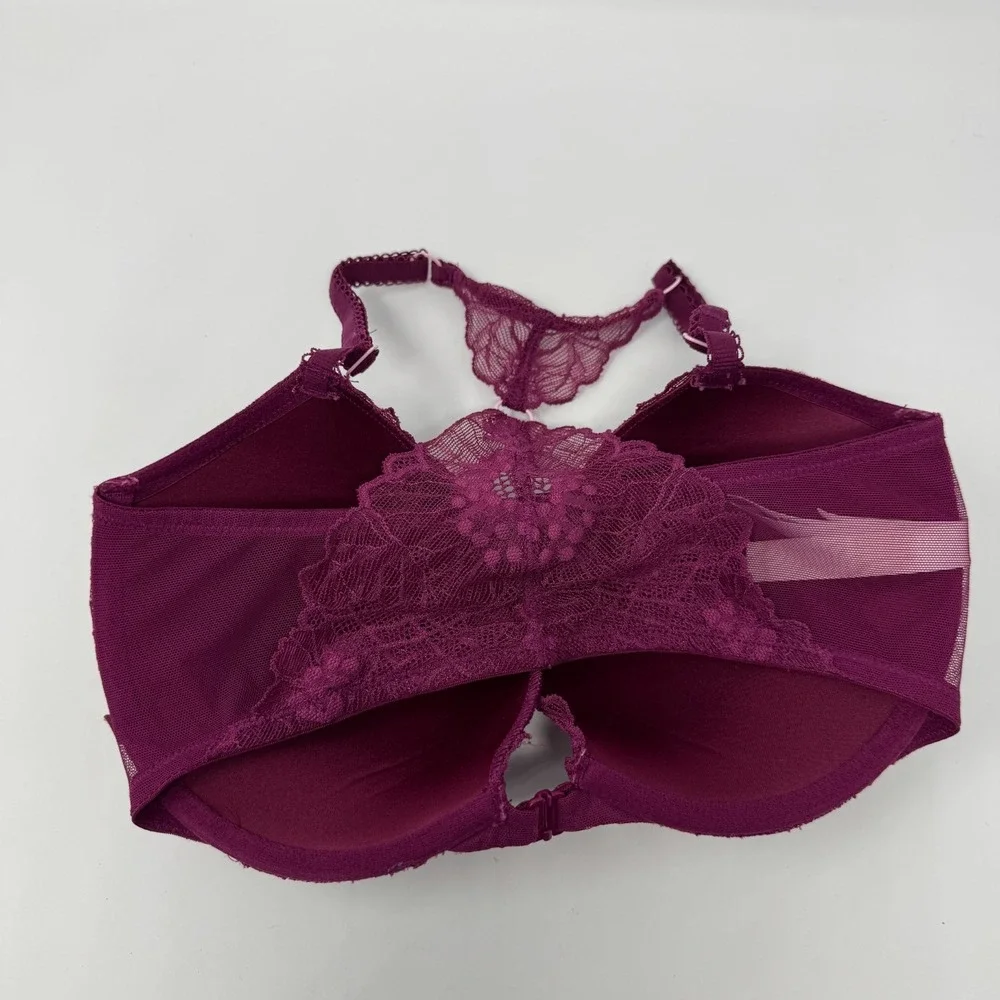 PINK Victoria's Secret Floral Lace Date Underwire Racerback Push-Up Bra 32DD